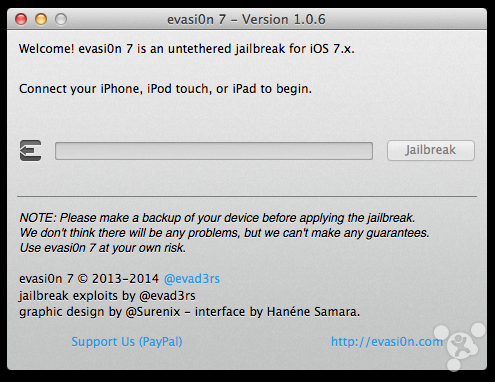 evasi0n7更新支持ios7.0.6完美越狱